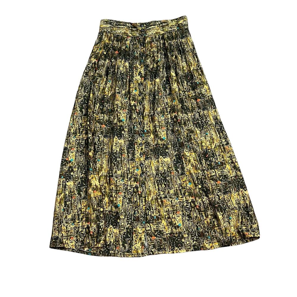 Herve Leger Vintage Womens skirt 9 / 10 Button Front Abstract Designer Art Retro
